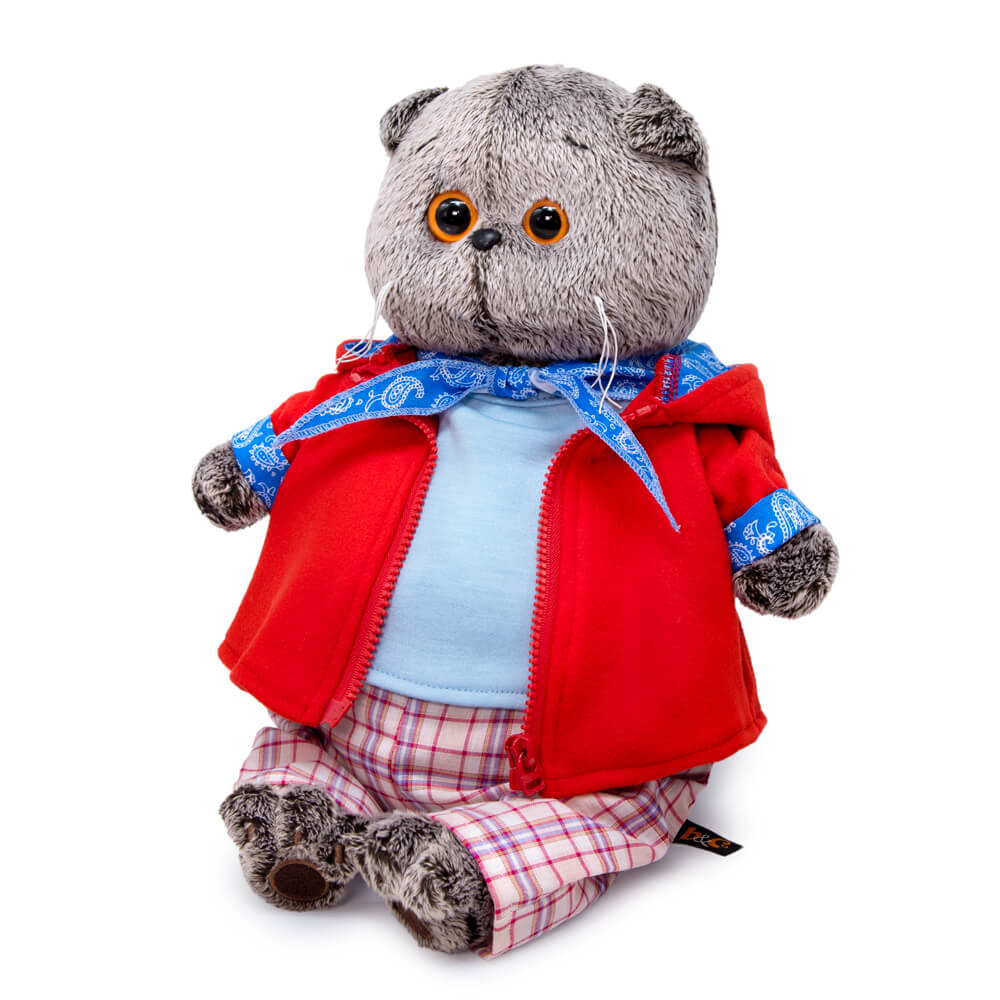 Мягкая игрушка Басик в красной куртке и брюках в клетку - миниатюра 3