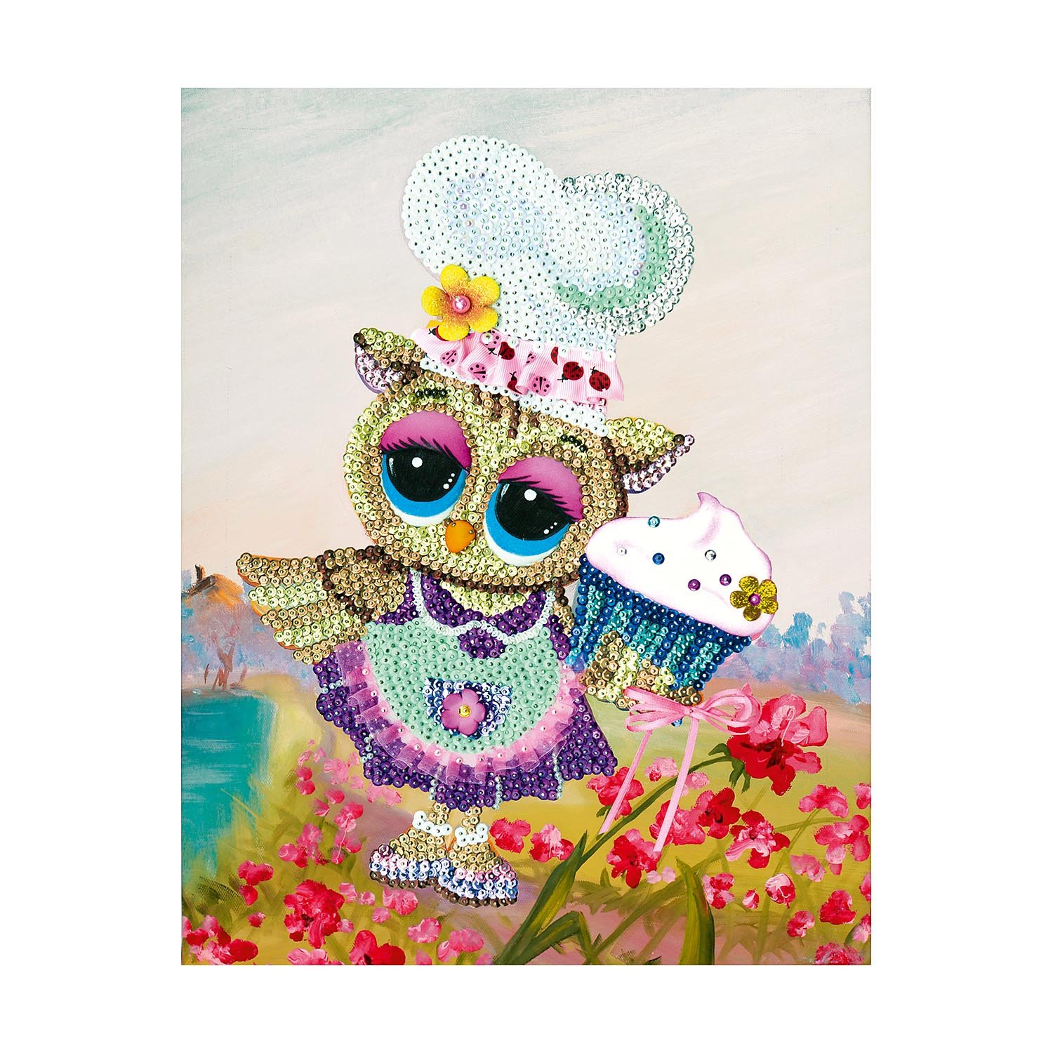 Картина из пайеток 30*40 Поваренок совушка - фото 1