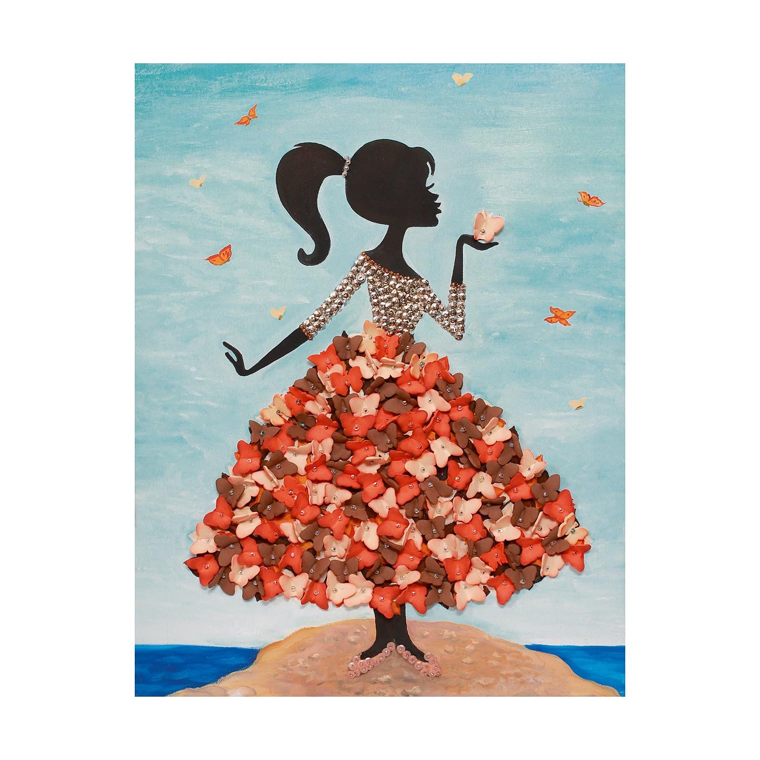 Картина из пайеток 30*40 Девочка с бабочками - миниатюра 2