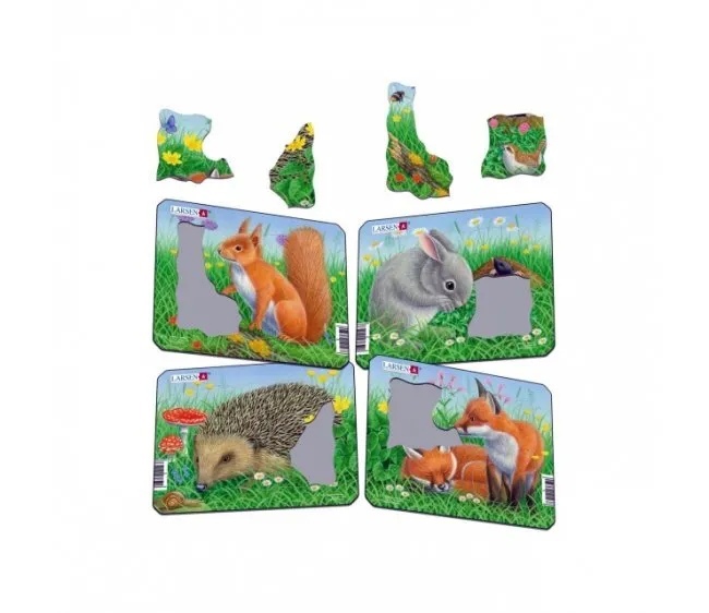 Пазл Кролик, белка, лиса, еж 5 дет. 4 вида LARSEN - фото 1