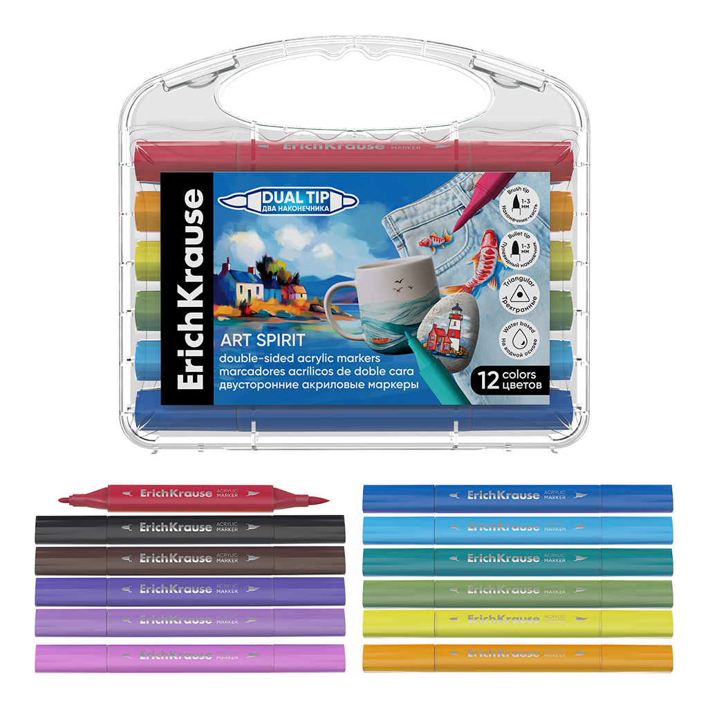 Маркеры акриловые 12цв двусторонние EK - фото 1