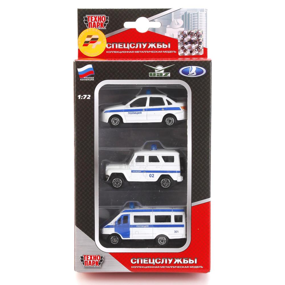 Модель мет. Полицейский транспорт 3шт. ТЕХНОПАРК - фото 1