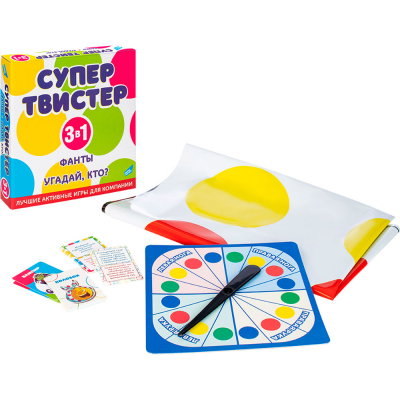 Настольная игра Супертвистер 3 в 1 Твистер. Фанты. Угадай кто? - фото 1