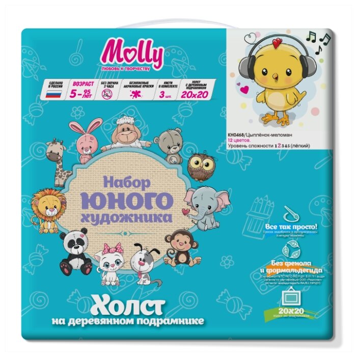 Картина по номерам 20*20 Цыпленок-меломан - фото 1