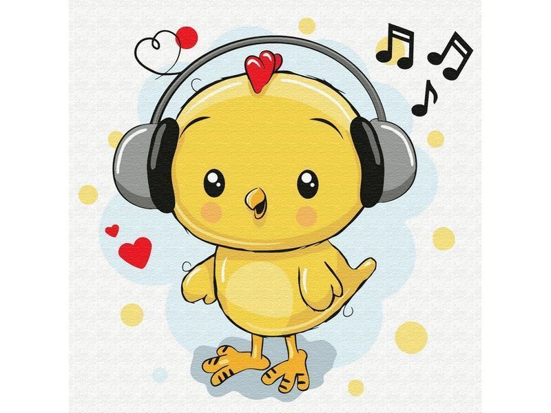 Картина по номерам 20*20 Цыпленок-меломан - миниатюра 2