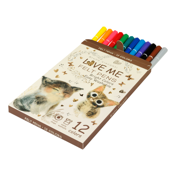 Фломастеры 12цв Love Me Милый котик Bruno Visconti - фото 1