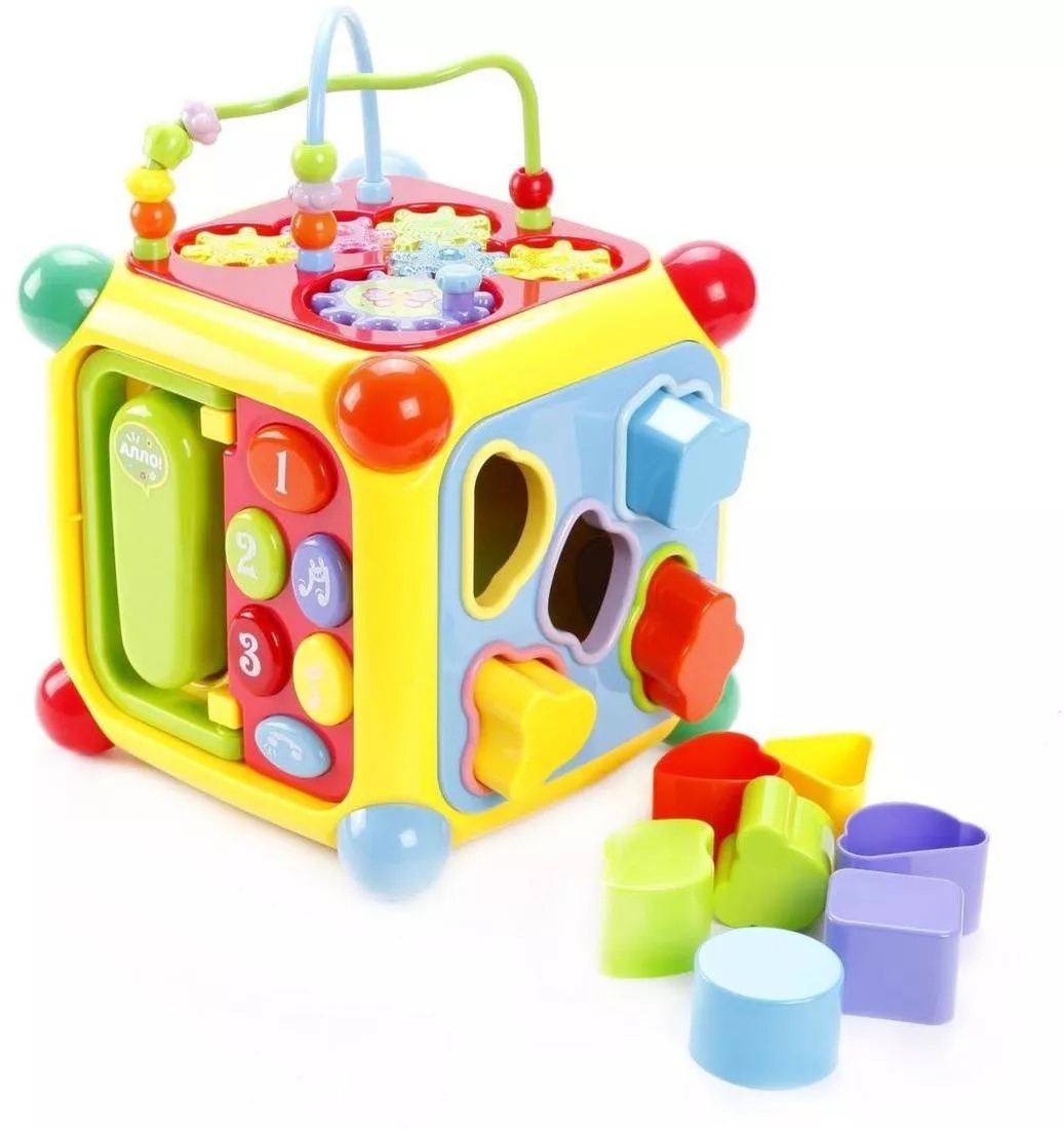 Куб логический Мультикуб 7 игр, с телефоном и пианино Жирафики - фото 1