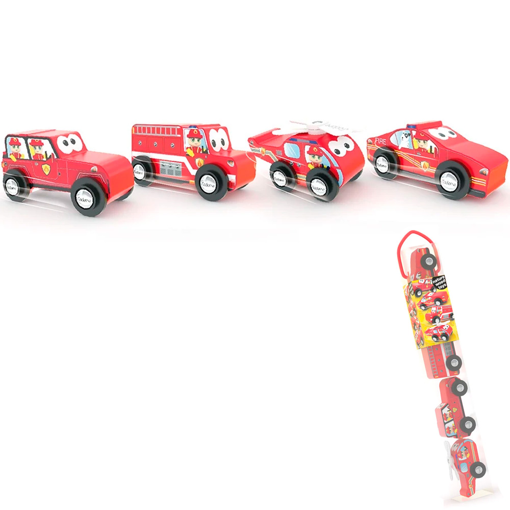 Машины деревянные Пожарное отделение Службы спасения 4шт J'adore - фото 1