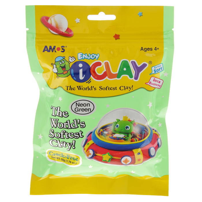 Масса для лепки в пакете зелен. неон. 50гр. (12) AMOS - фото 1