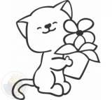 Трафарет Котенок с цветком/с мячом А4 - фото 1