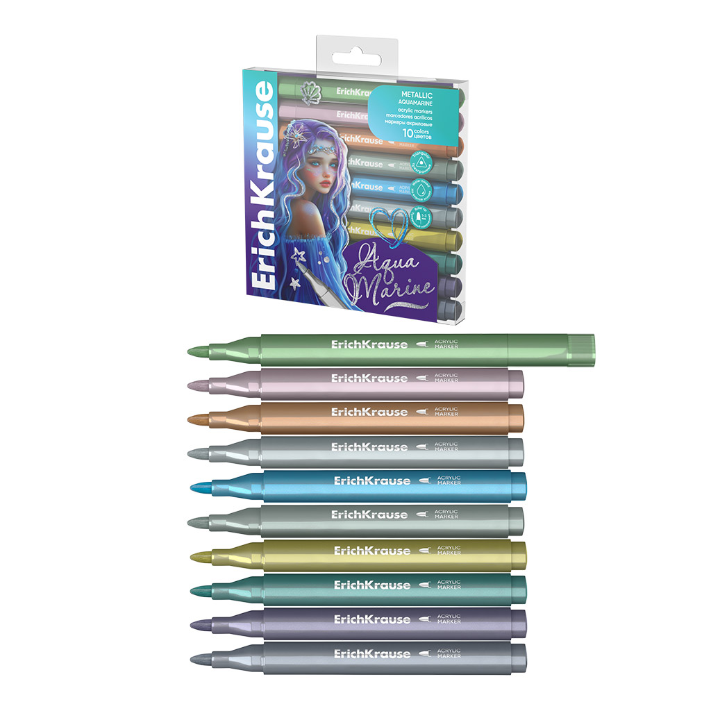 Маркеры акриловые 10цв Аквамарин EK - фото 1