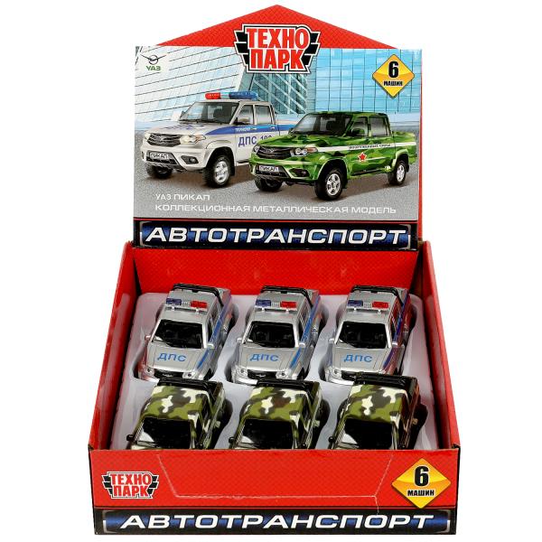 Машина металлическая ТЕХНОПАРК УАЗ Пикап Полиция/война (6) - фото 1