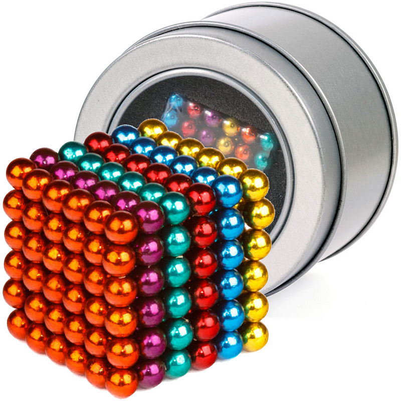 Головоломка Куб магнитный 6цв, 216 шариков, 5мм - фото 1