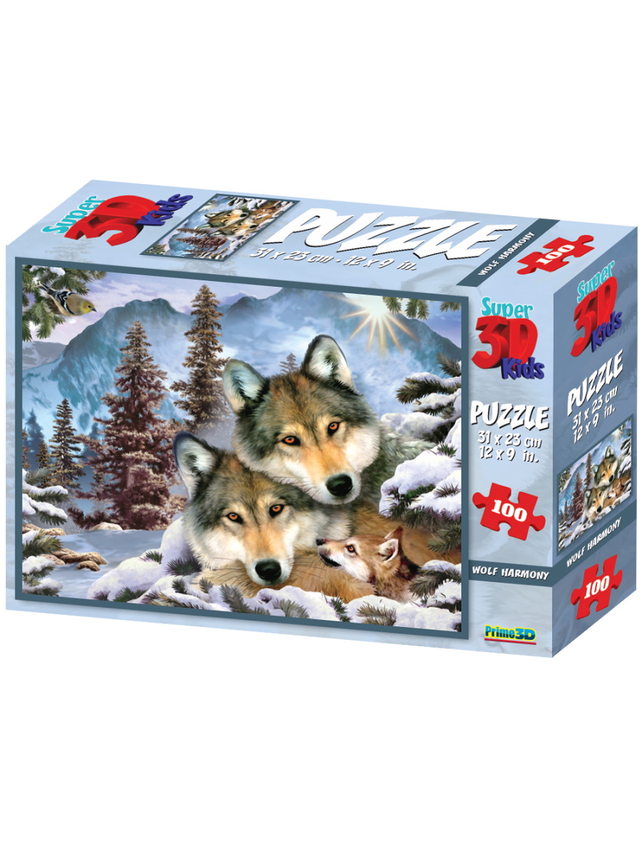 Пазл 3D голографический Волчья гармония 100 дет. - фото 1