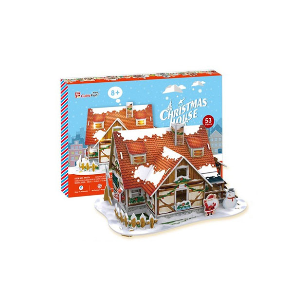 Пазл 3D с подстветкой Рожественский домик 53д. - фото 1