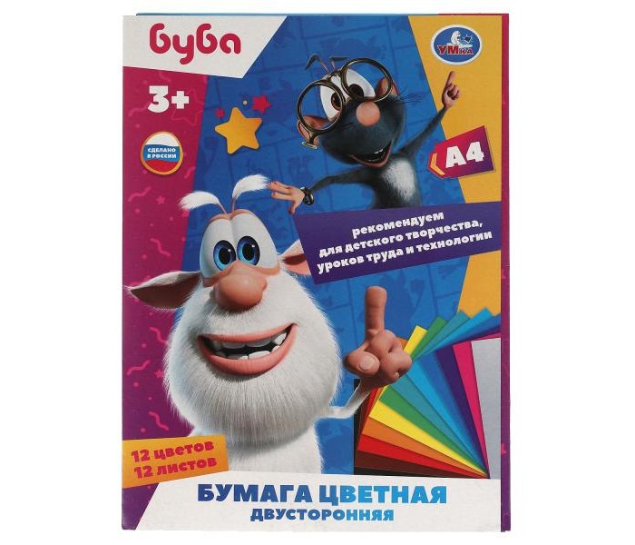 Бумага цветная двустор. 12цв 12л Буба - фото 1