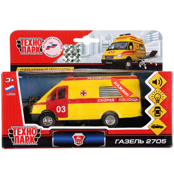 Модель мет. ГАЗЕЛЬ СКОРАЯ (свет-звук) 13 см ТЕХНОПАРК - фото 1