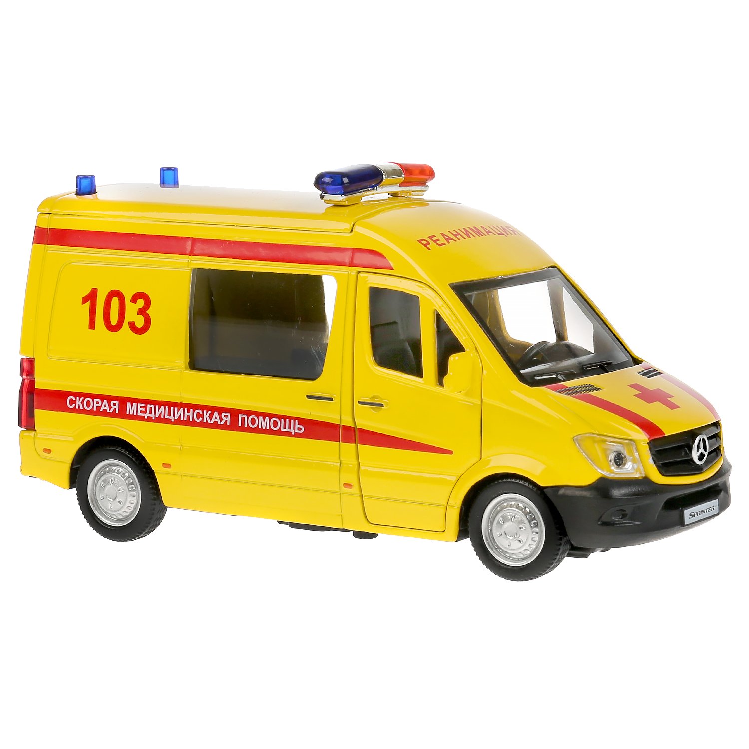 Модель мет. MERCEDES-BENZ SPRINTER реанимация 14см ТЕХНОПАРК - миниатюра 3