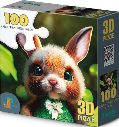 Пазл 3D Кролик в зеленом жабо 100дет. - фото 1