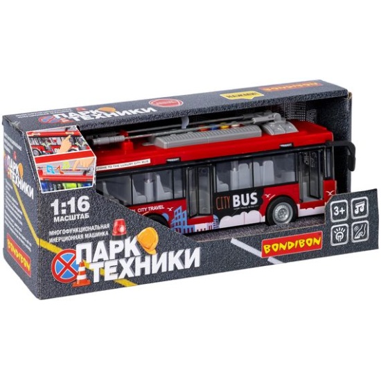 Машина инерционная Троллейбус свет, звук Bondibon - фото 1
