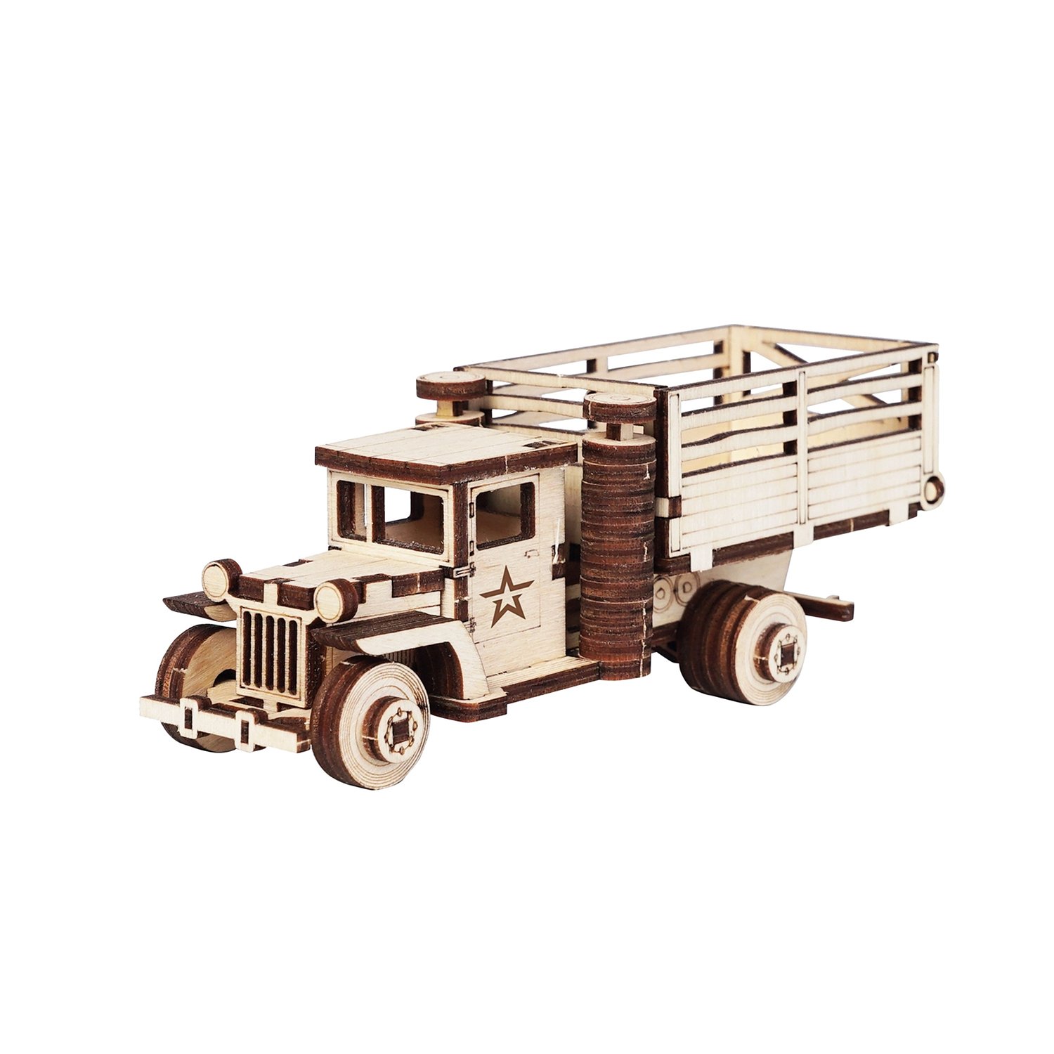 Конструктор деревянный 3D Грузовик ВБ с кузовом 71дет. - фото 1