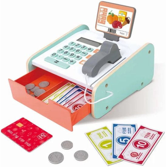 Касса деревянная с монетами, картой, сканером Hape - миниатюра 2