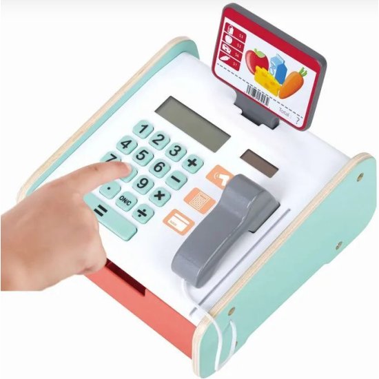 Касса деревянная с монетами, картой, сканером Hape - миниатюра 3