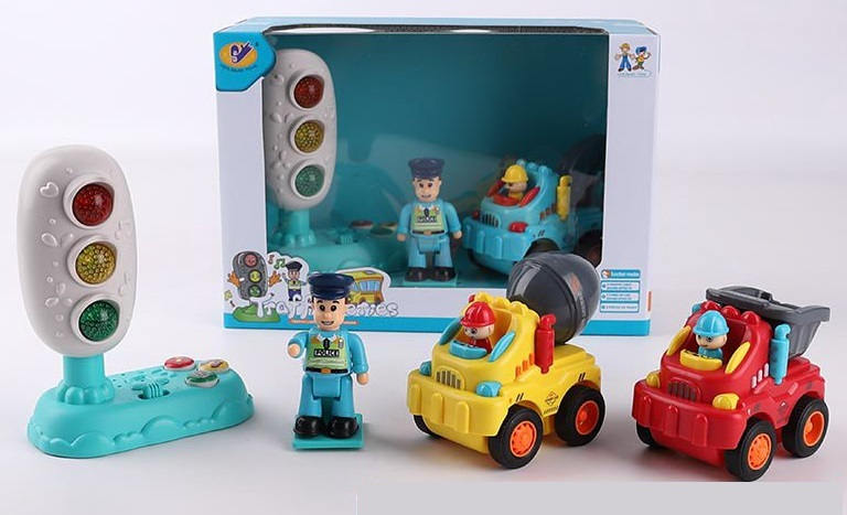 Дорожный набор со светофором на бат. - фото 1