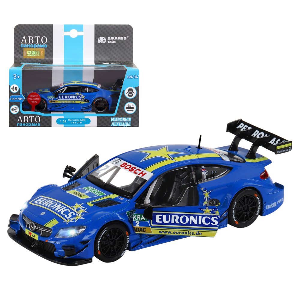 Машина металлическая Автопанорама 1:32 Mercedes - AMG C 63 DTM син. свет, звук - фото 1