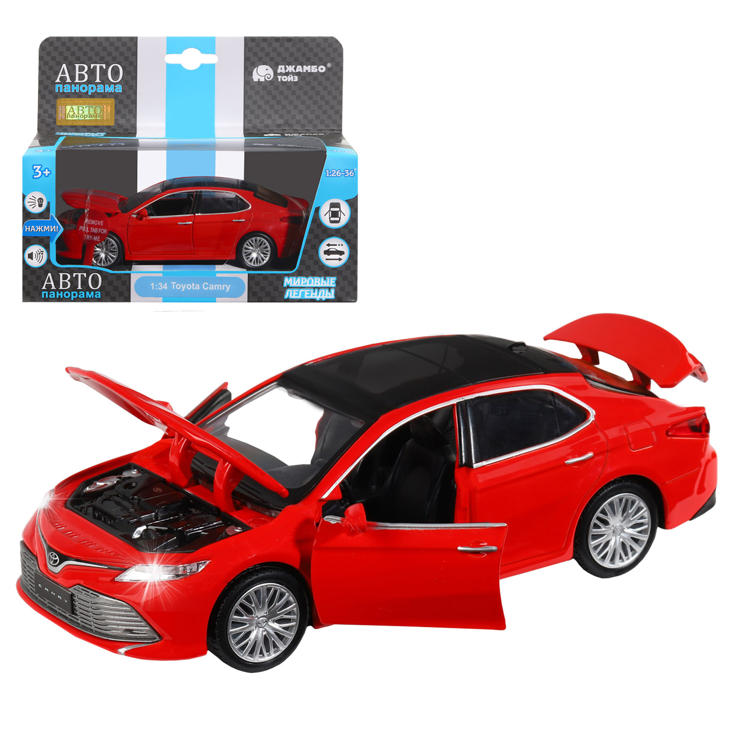 Машина металлическая Автопанорама 1:34 Toyota Camry красн. - фото 1