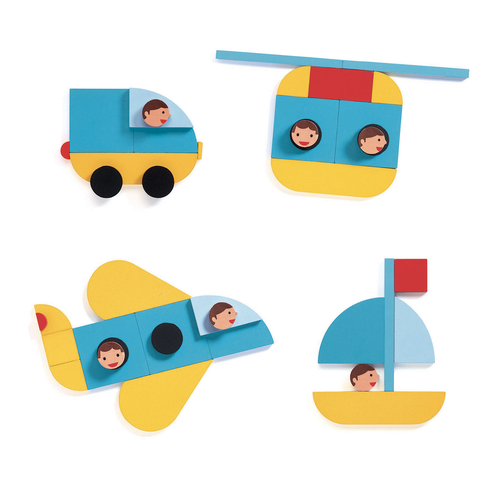 Конструктор деревянный Транспорт DJECO - миниатюра 2