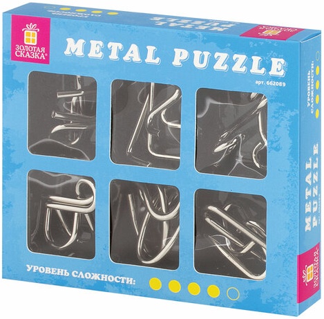 Головоломка металлическая Эксперт 6шт ЗОЛОТАЯ СКАЗКА - фото 1
