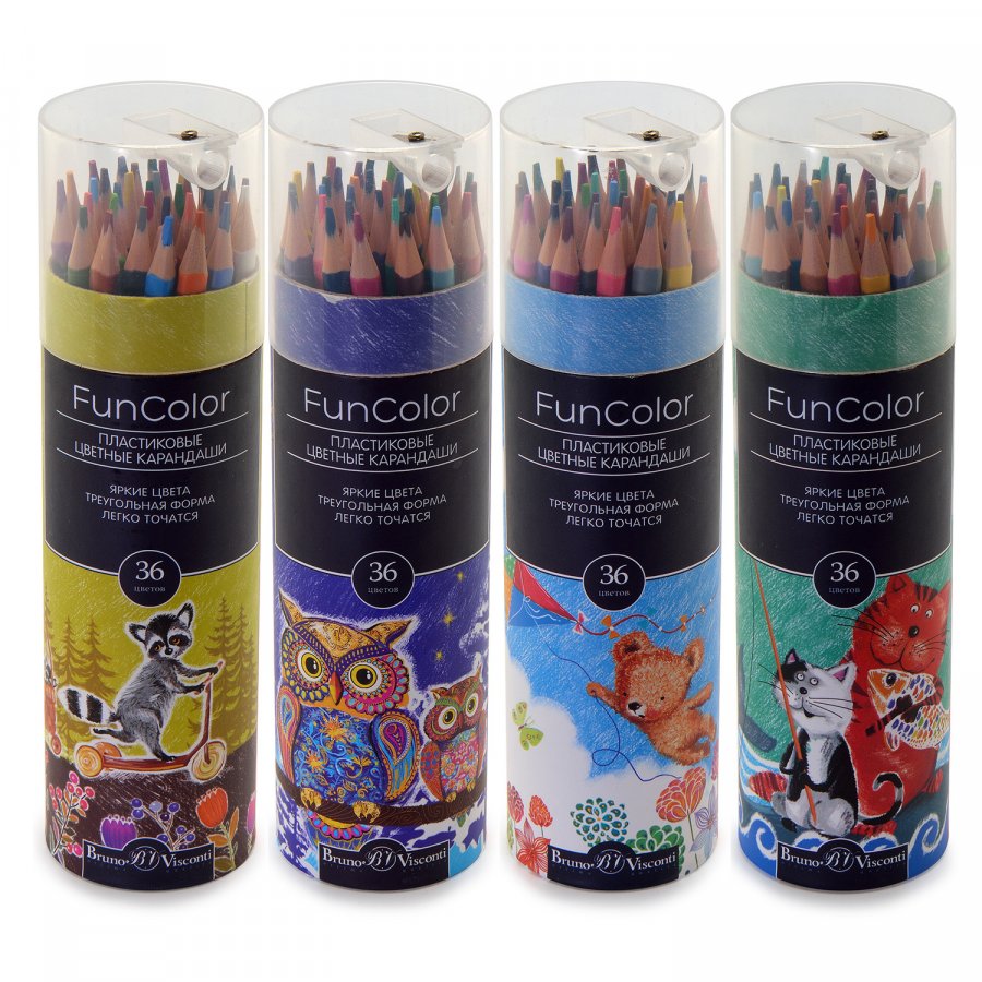 Карандаши 36 цв. в тубусе с точилкой BrunoVisconti - фото 1