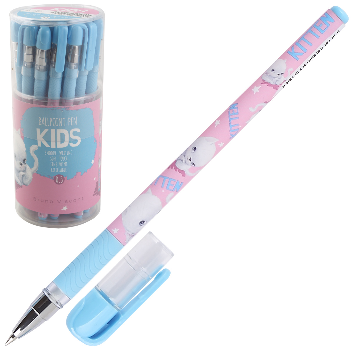 Ручка шариковая синяя 0,5мм Кошка с бантиком BrunoVisconti (24) - фото 1