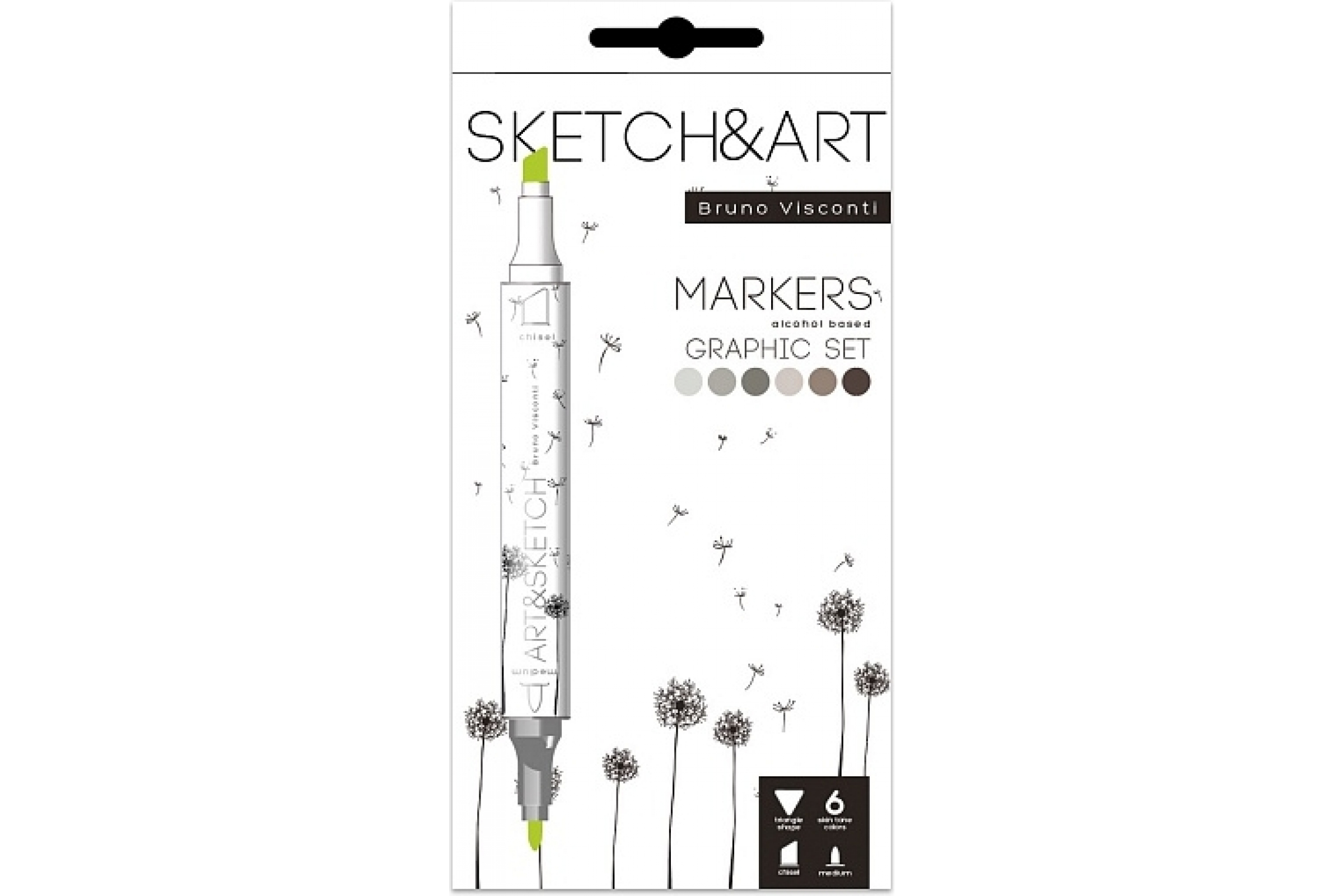 Скетч - маркеры 6 цв. Графика Bruno Visconti - фото 1