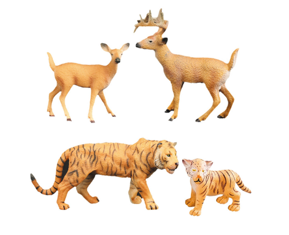 Тигр и олень Семья 4 фигурки - фото 1