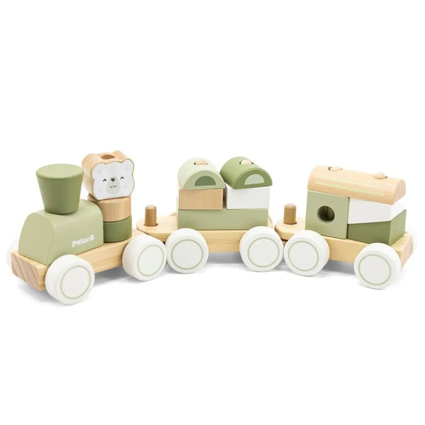 Конструктор - каталка Поезд 14 дет. цвет пастель VIGA - фото 1