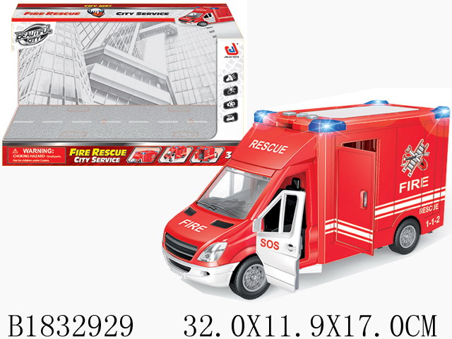 Машинка пожарная инерц., свет, звук, откр. двери - фото 1