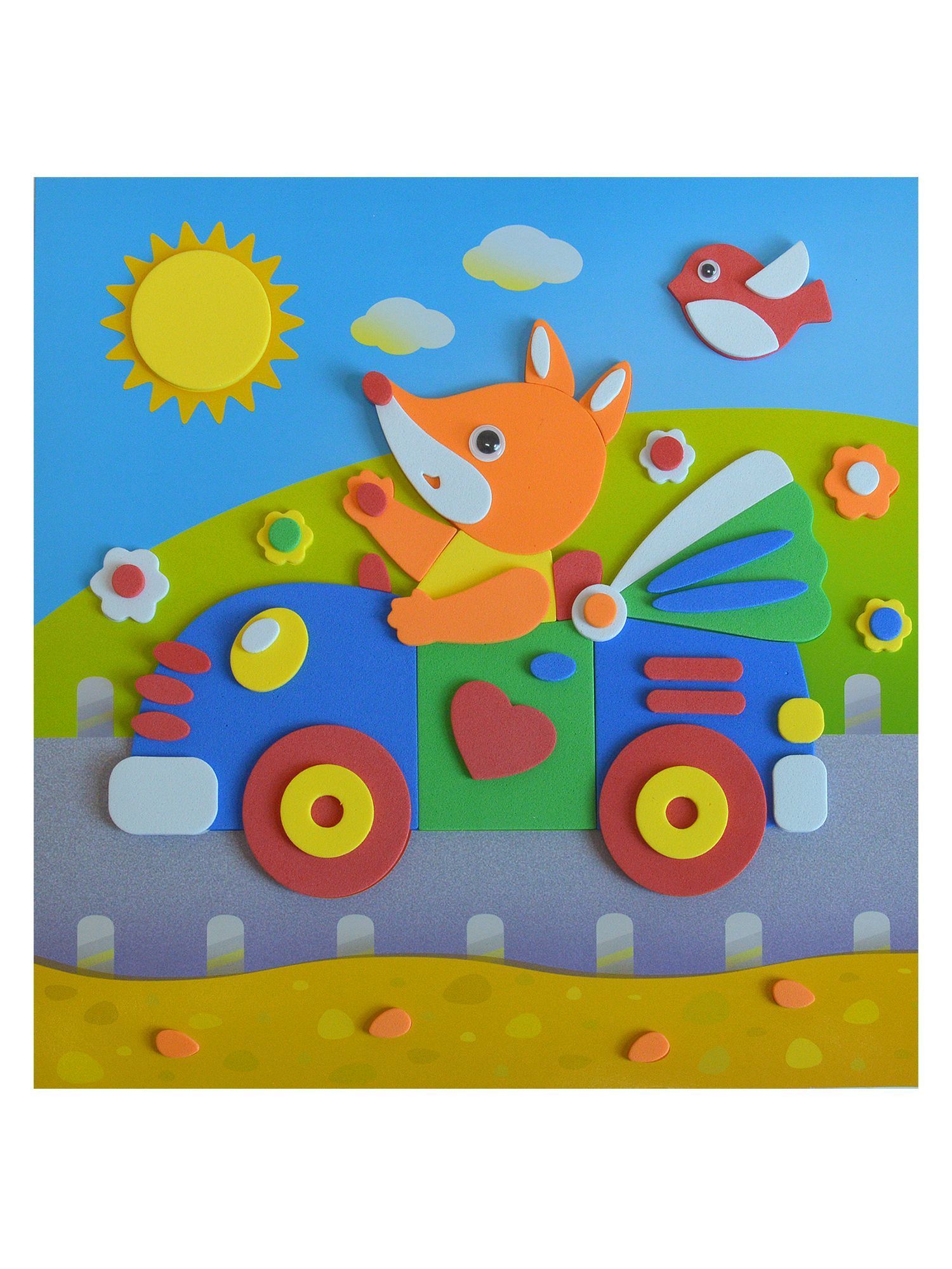 Аппликация мягкая Лисёнок на машинке - фото 1