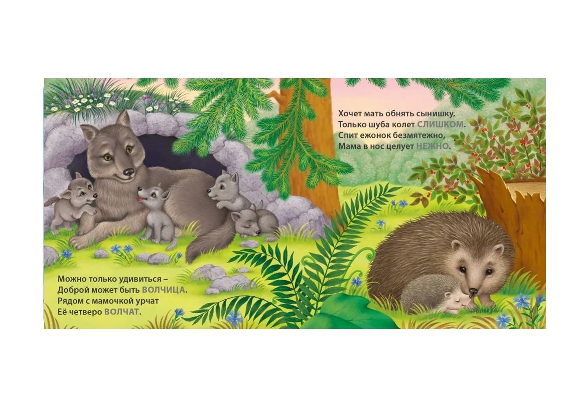 Книга - картонки Мамы и малыши. Дикие животные. Загадки - рифмы - миниатюра 3