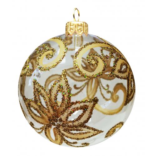 Елочное украшение Шар Золотой цветок - фото 1