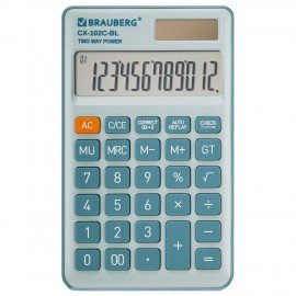 Калькулятор карманный CX-102C-BL 12 разрядов голуб. BRAUBERG - фото 1