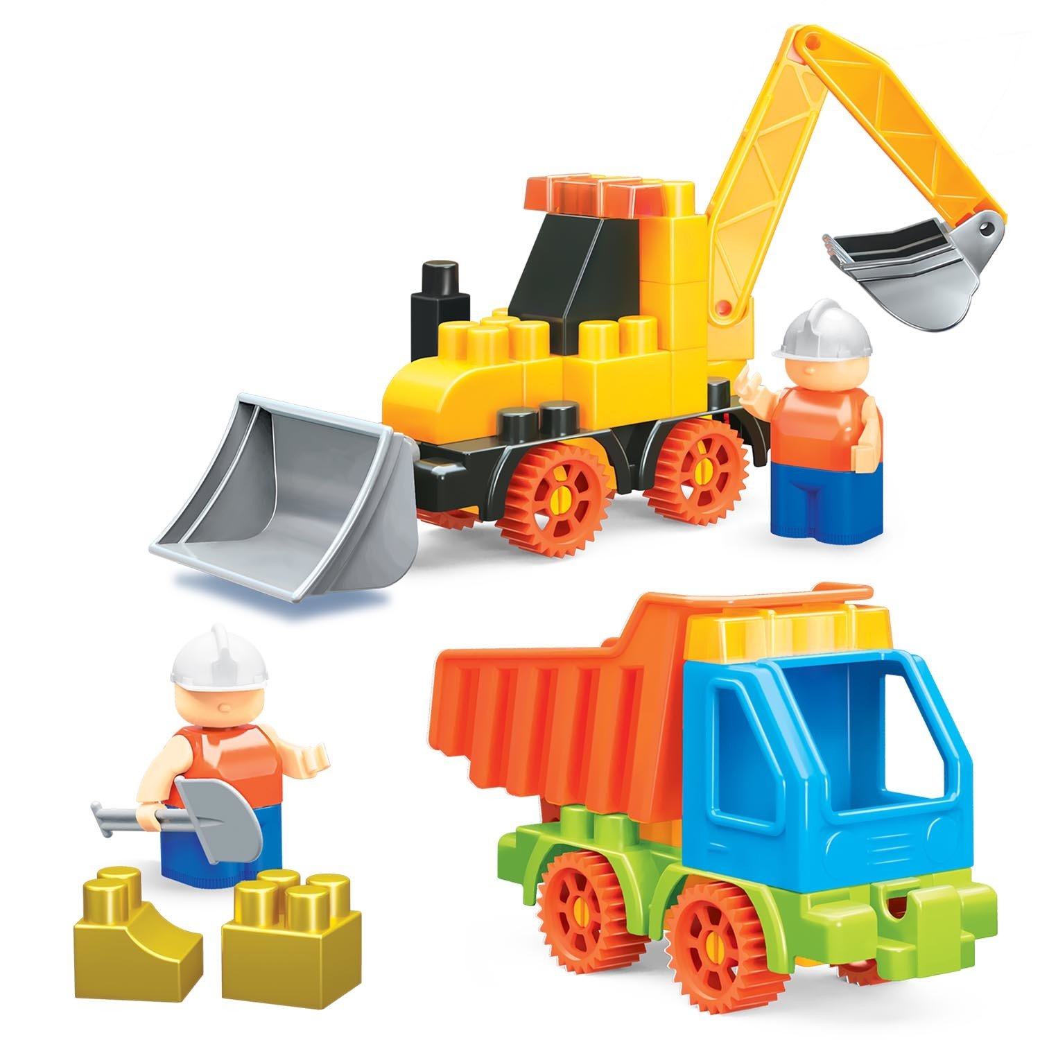 Конструктор блочный Трактор и грузовик+кинетический песок Bauer - фото 1