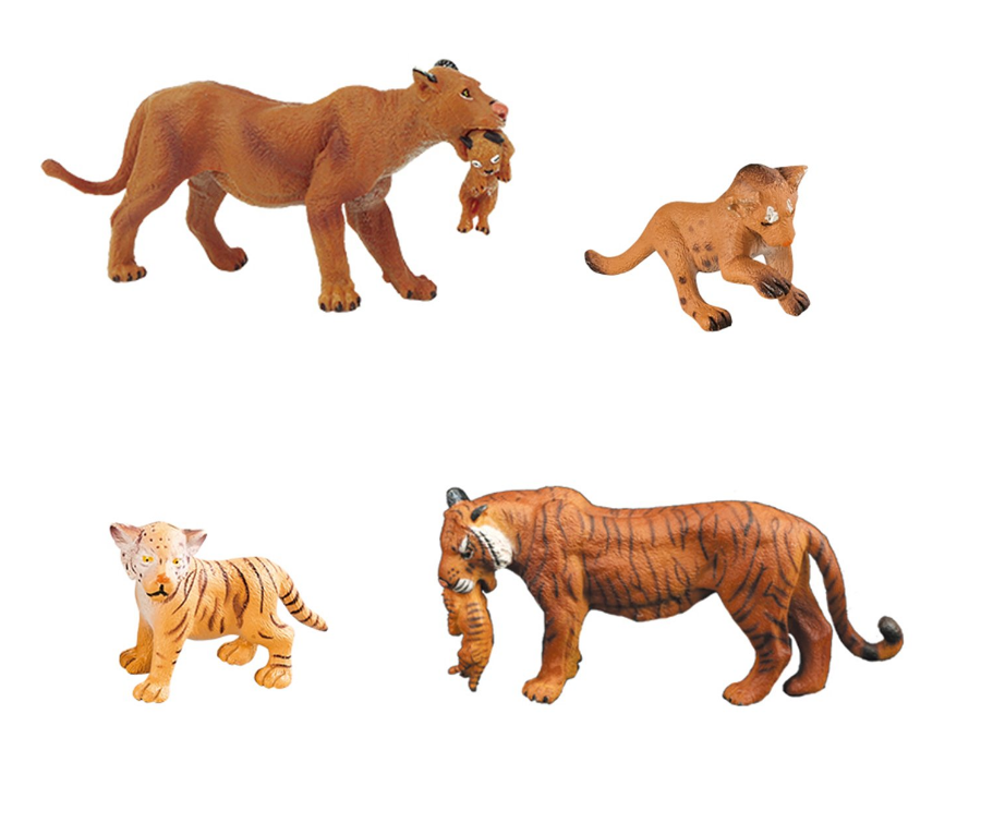 Лев и тигр Семья 4 фигурки - фото 1
