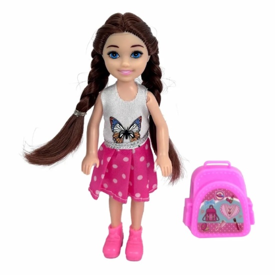 Кукла Alisa Little Love Брюнетка с портфелем 15 см - фото 1