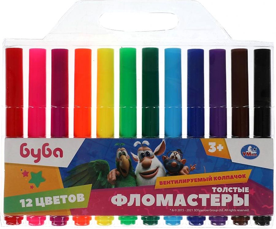 Фломастеры 12цв. утолщ. Буба - фото 1