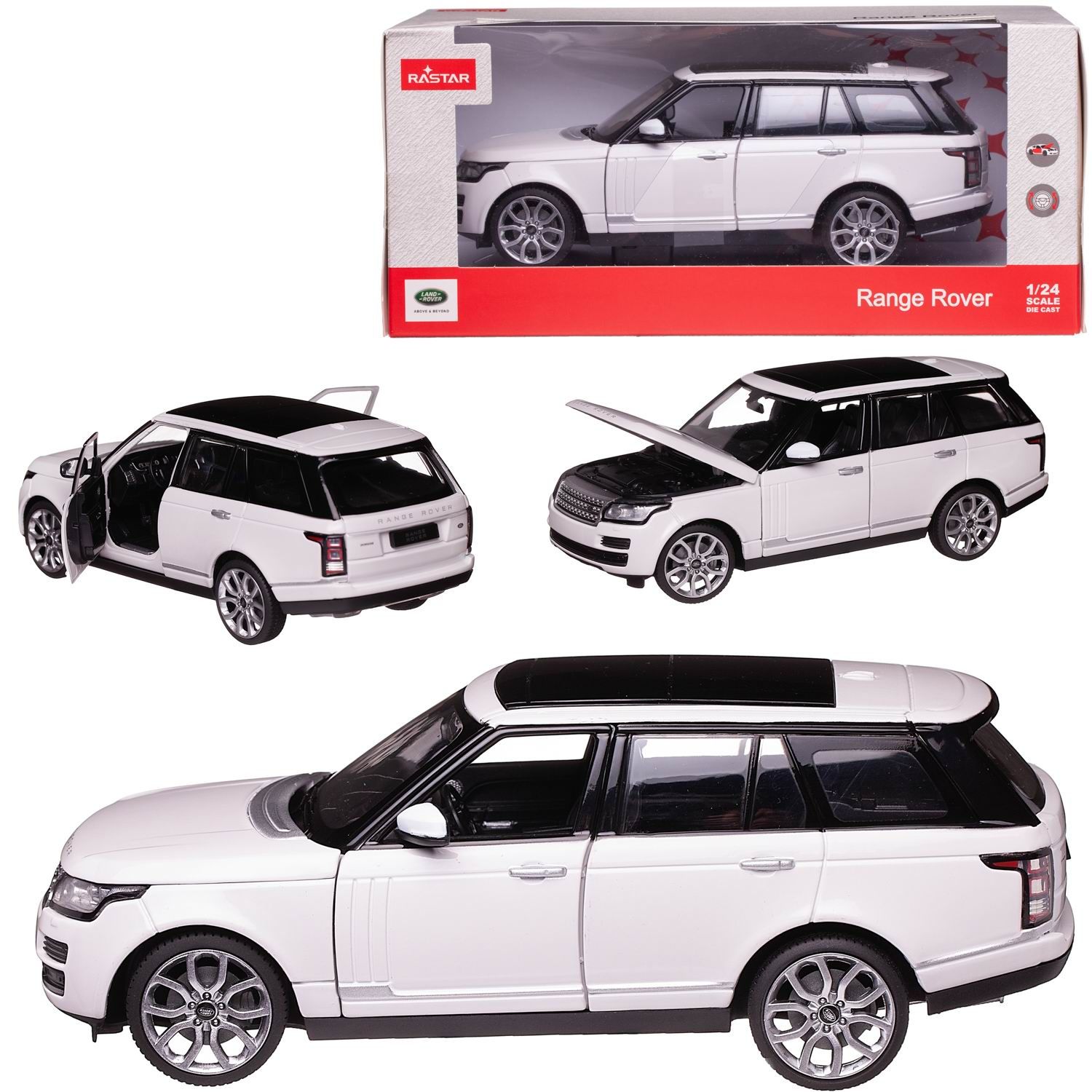 Машина металлическая Rastar 1:24 Range Rover бел. - фото 1