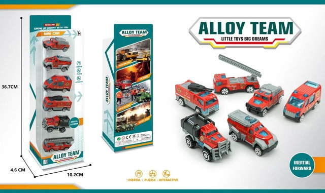 Машины металлические Пожарная техника 6шт. в/к - фото 1