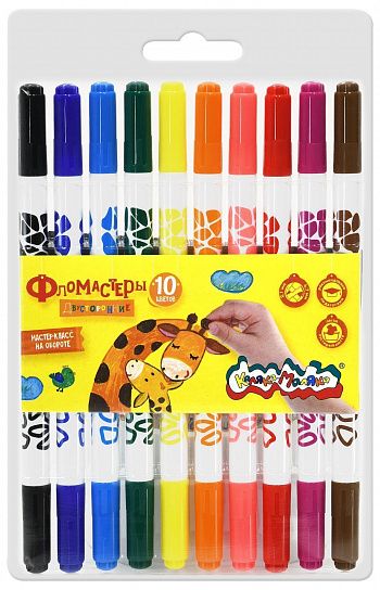 Фломастеры 10цв. двусторон. Каляка-маляка - фото 1