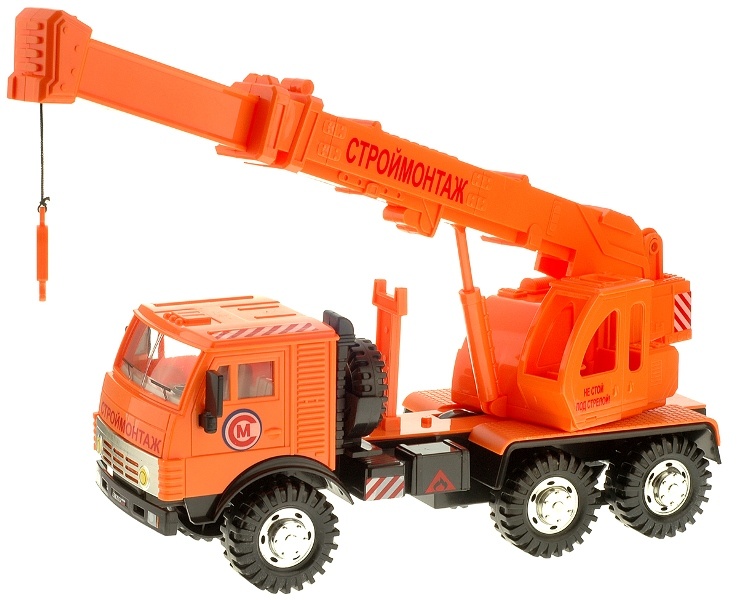 Машина инерционная Спецтехника - кран оранж. - фото 1